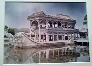 The marble boat Qing Yan Fang (Boat of purity and ease). Albert Kahn Museum, Stéphane Passet. China, Beijing, Yiheyuan, 29 June 1912